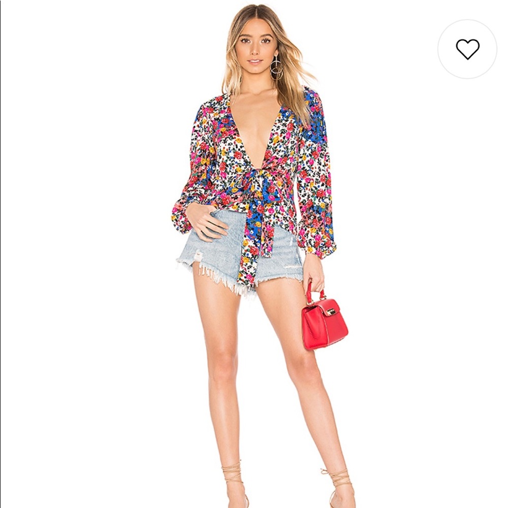 MAJORELLE Yara Front Tie Blouse Size Small